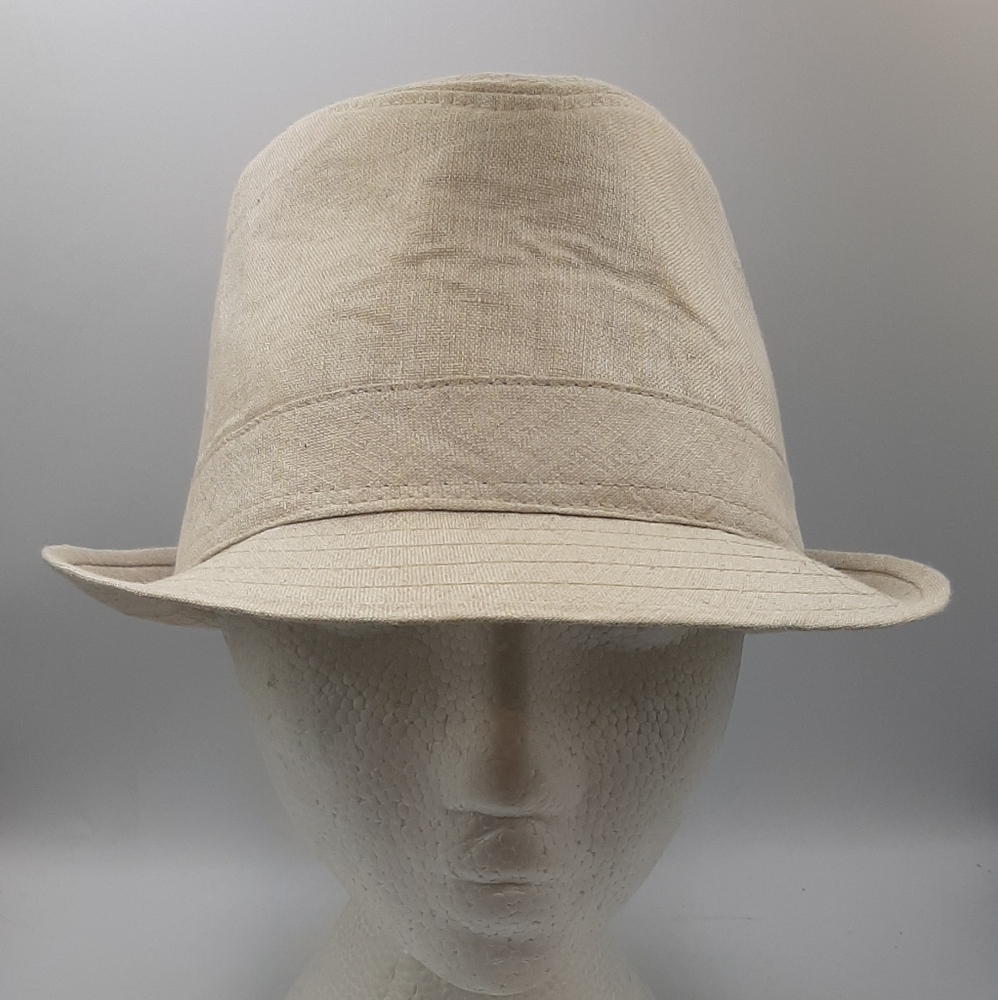Lids Fedora Hat Mens L/XL Canvas Linen Cap Hipster Golf Beige Hat